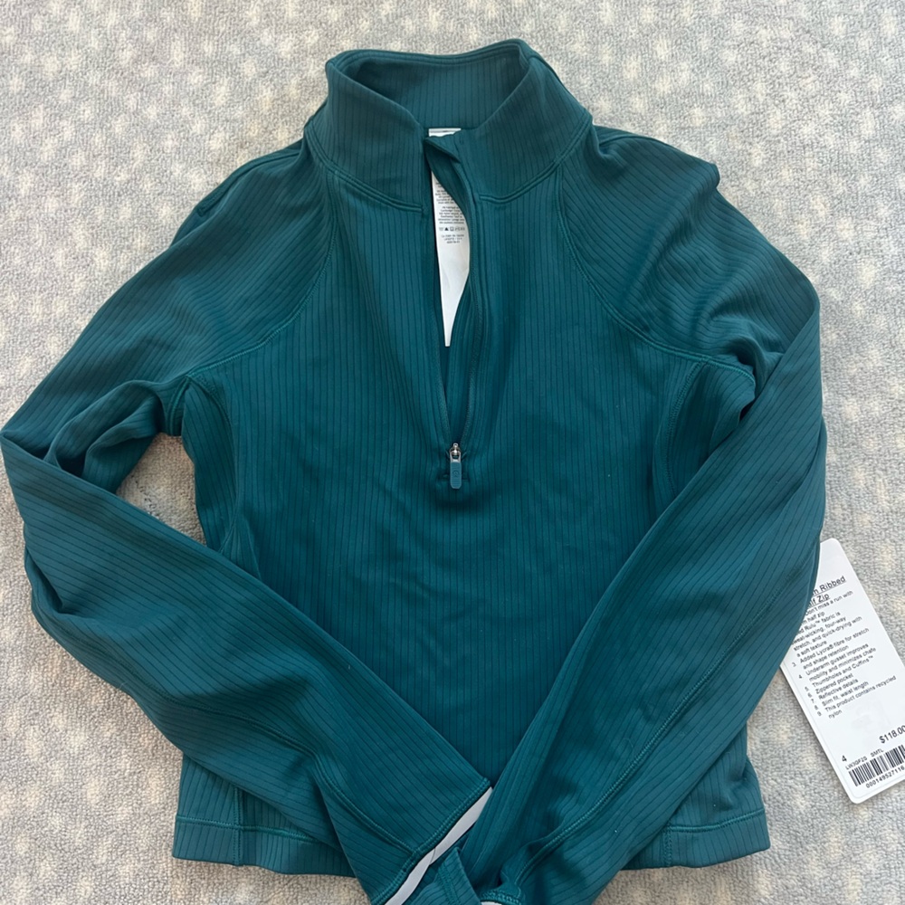 Lululemon Rulu Ribbed Cropped Half Zip